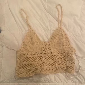 Beige crocheted crop top size s/m